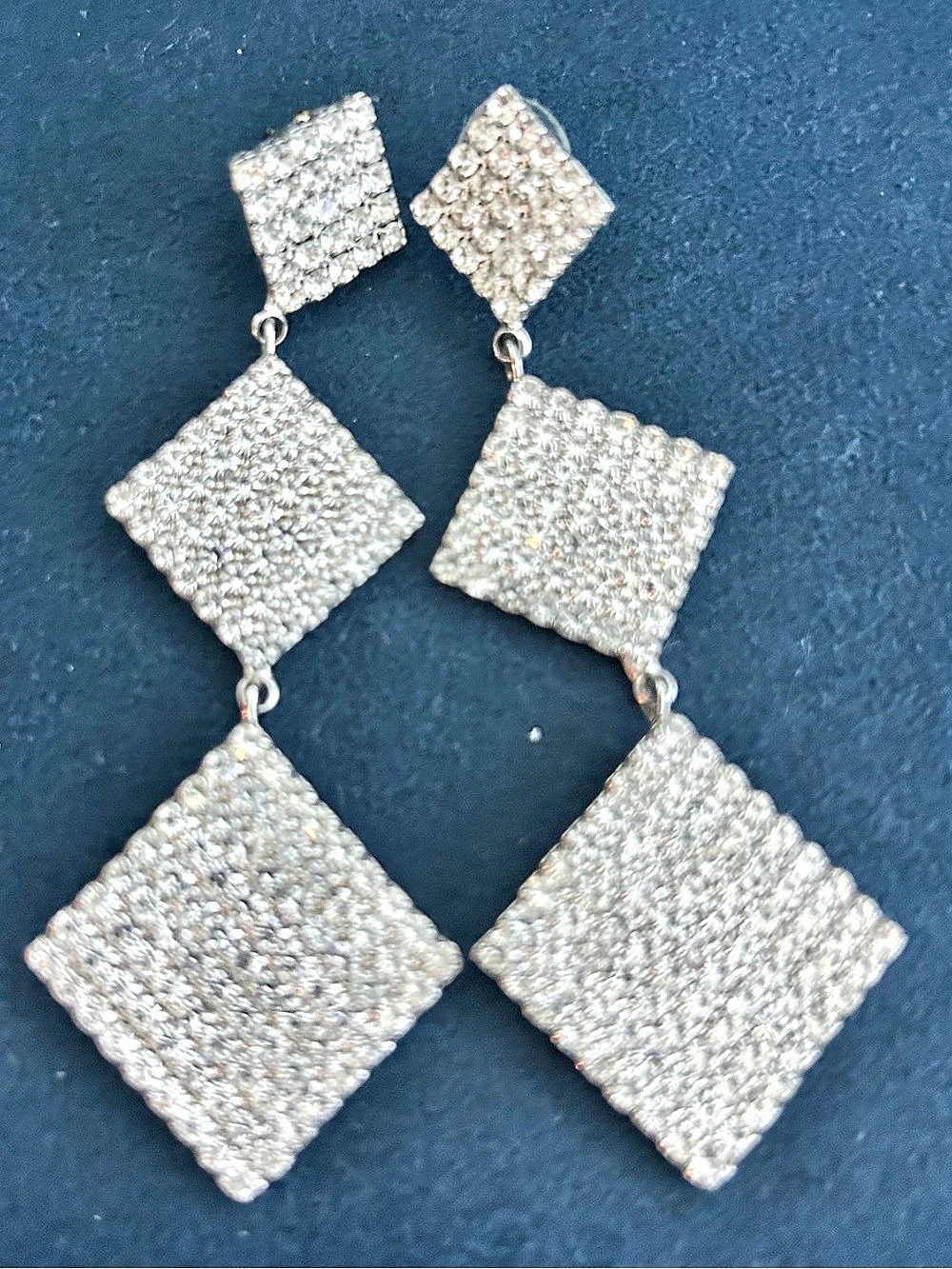 Silver-Tone Statement Drop Earrings Like New